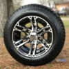 10" Terminator Machined/Black Golf Cart Wheels and 205/50-10 DOT Low Profile Golf Cart Tires Combo (Set of 4)  For Sale