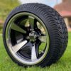 12″ BULLITT MACHINED/BLACK ALUMINUM WHEELS AND 215/40-12 LOW PROFILE DOT TIRES COMBO – SET OF 4 For Sale