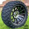 14″ TITAN MACHINED/BLACK ALUMINUM WHEELS AND 23X10-14 DOT ALL TERRAIN TIRES COMBO – SET OF 4 For Sale