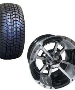 Custom Golf Cart Wheel and Tire Package 10″ Aluminum Wheel and Street Tires For Sale