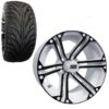 Golf Cart Wheel and Tire Combo 215x35x14 Street IROC White Black Gloss For Sale