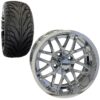 Golf Cart Wheel and Tire Combo 215x35x14 Street TA Chrome For Sale