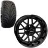 Golf Cart Wheel and Tire Combo 215x35x14 Street TA Gloss Black For Sale