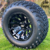 12″ MAVERICK GLOSS BLACK ALUMINUM WHEELS AND 23″ ALL TERRAIN TIRES COMBO – SET OF 4 For Sale